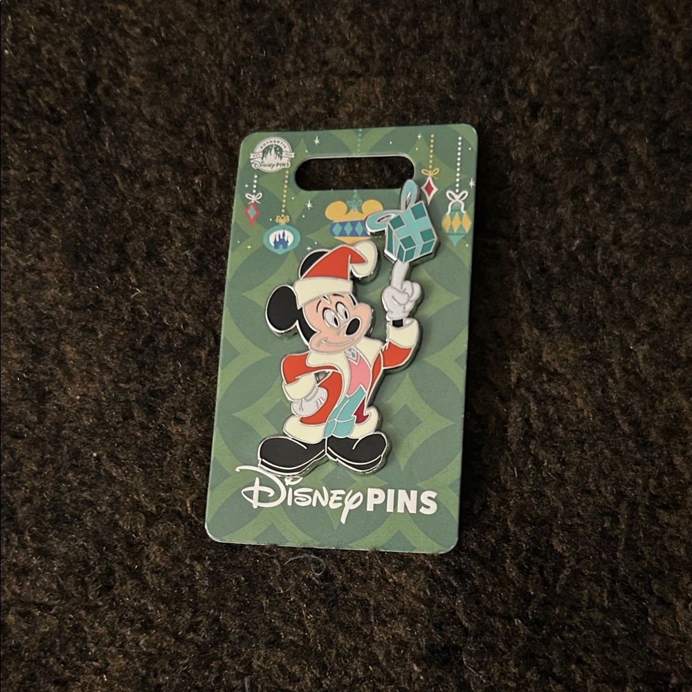 Disney Mickey Mouse Santa Pin - Red and White